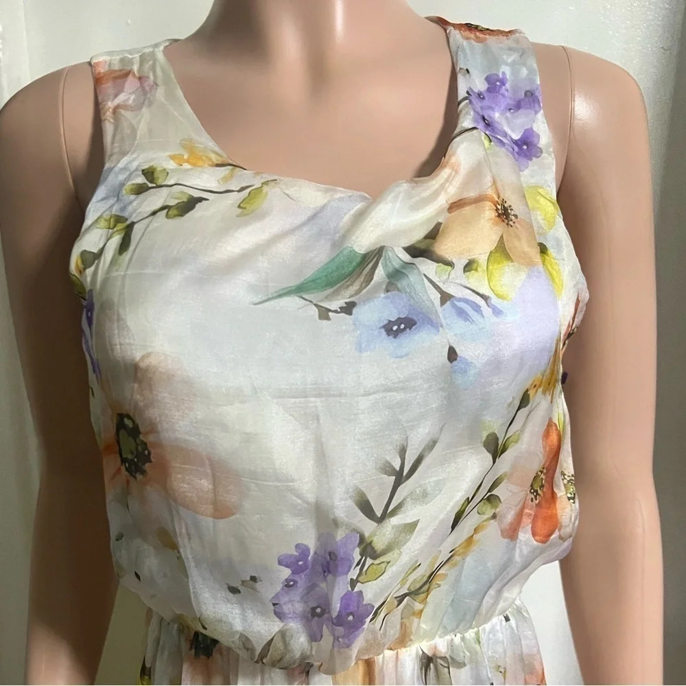NWT LARA GUIDOTTI Silk Blend Maxi Floral Dress Made in Italy - Picture 5 of 13